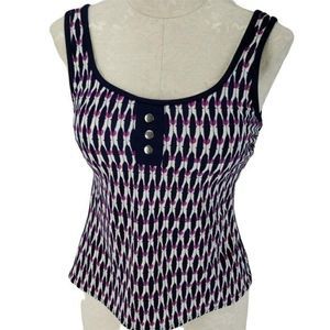 Kim Rogers tankini small abstract Swimsuit bathing‎ suit Top